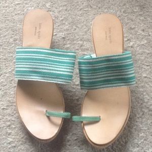 Kate Spade Green Striped Wooden Sandals size 8